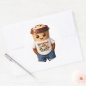 Coffee Man – Fun Design for True Caffeine Kings Ronde Sticker (Envelop)