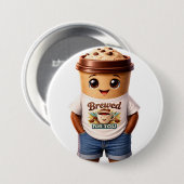 Coffee Man – Leuke Designs voor Ware Caffeïne Koni Ronde Button 7,6 Cm (Voorkant /achterkant)