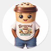 Coffee Man – Leuke Designs voor Ware Caffeïne Koni Ronde Sticker (Voorkant)