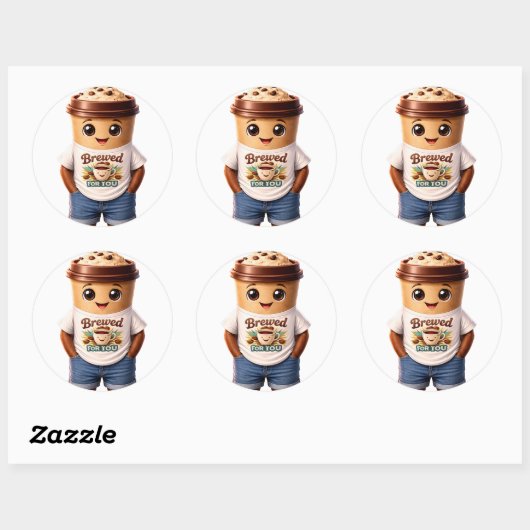 Coffee Man – Leuke Designs voor Ware Caffeïne Koni Ronde Sticker (Vel)