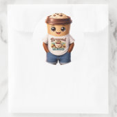 Coffee Man – Leuke Designs voor Ware Caffeïne Koni Ronde Sticker (Tas)