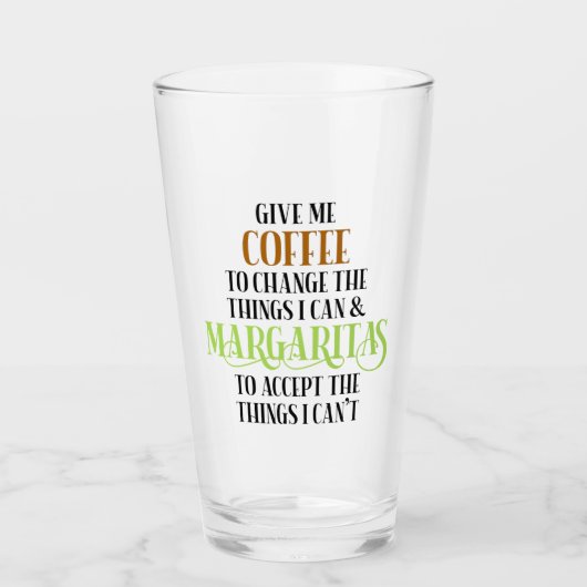 Coffee & Margarita Lover Funny Gezegde Glas (Voorkant)
