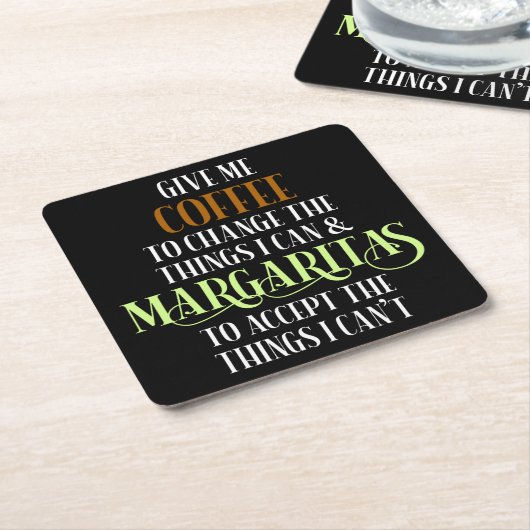 Coffee & Margarita Lover Funny Gezegde Kartonnen Onderzetters (Schuin)