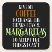 Coffee & Margarita Lover Funny Gezegde Kartonnen Onderzetters (Voorkant)