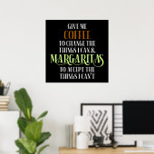 Coffee & Margarita Lover Funny Gezegde Poster (Thuiskantoor)