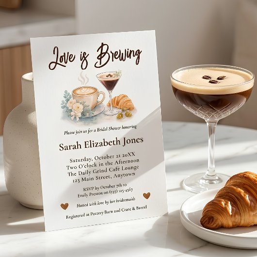 Coffee Martini Love is Brewing Bruiloftsfeest Kaart
