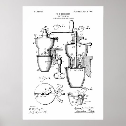 Coffee Mill Patent Poster (Voorkant)