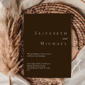 Coffee Minimalist Boho Elegant Script Wedding  Kaart