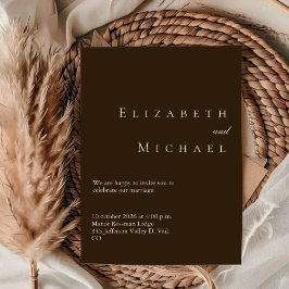 Coffee Minimalist Boho Elegant Script Wedding  Kaart