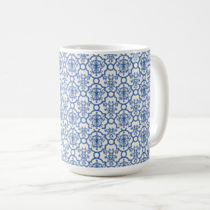 Coffee Mok-Blue Damask Koffiemok