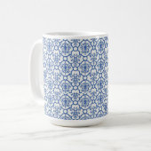 Coffee Mok-Blue Damask Koffiemok (Voorkant links)