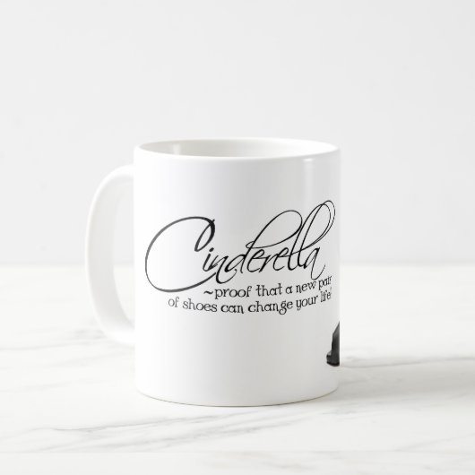 Coffee Mok Cinderella Black Shoes Quote Tea Cup (Voorkant links)