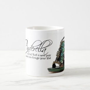 Coffee Mok Cinderella Peacock Feathers Shoes Quote