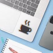 Coffee Mok Glitch Sticker (Laptop met iPhone)