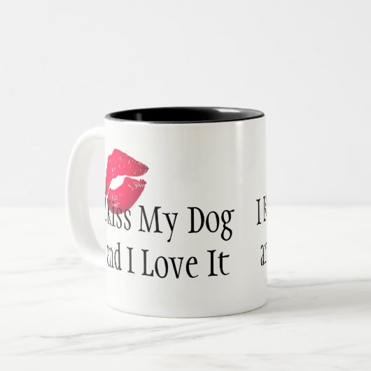 Coffee Mok-I Kus My Dog and I love it Tweekleurige Koffiemok (Voorkant links)