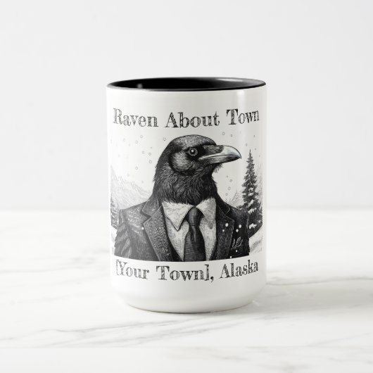 Coffee mok, Raven About Town - Stad aanpassen Mok (Midden)
