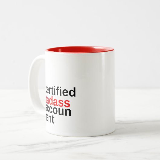Coffee-Mok voor gecertificeerde Badass-accountant Tweekleurige Koffiemok (Voorkant links)