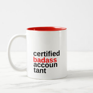 Coffee-Mok voor gecertificeerde Badass-accountant Tweekleurige Koffiemok