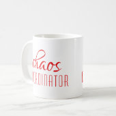 Coffee-Mok voor rode-Script-koffie met Chaos-coörd Koffiemok (Voorkant links)