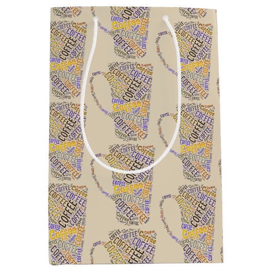 Coffee Mok Word Art II Medium Cadeauzakje (Voorkant)