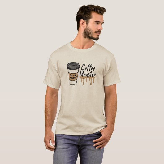 Coffee Monster Heren T-Shirt – Caffeïne Verslaafde (Voorkant volledig)