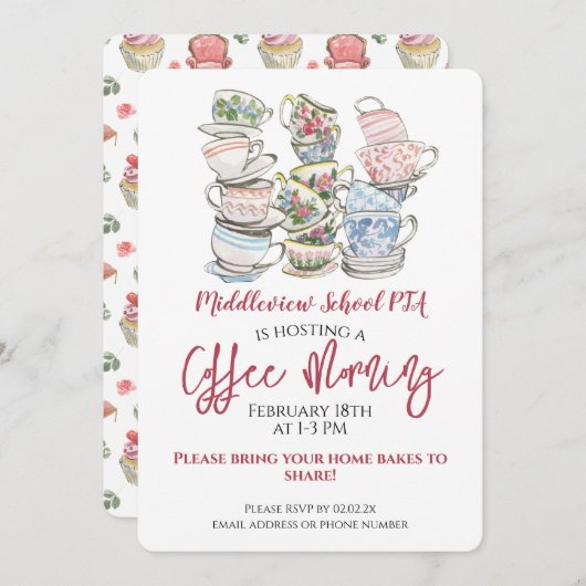Coffee Morning Fundraiser Kaart (Voorkant / Achterkant)