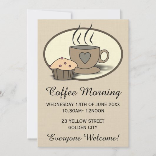 Coffee Morning Fundraising Event Invitations Kaart (Voorkant)