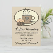 Coffee Morning Fundraising Event Invitations Kaart (Staand voorkant)