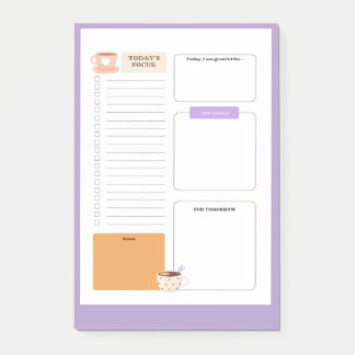 coffee mug accent to do list with lilac background post-it® notes
