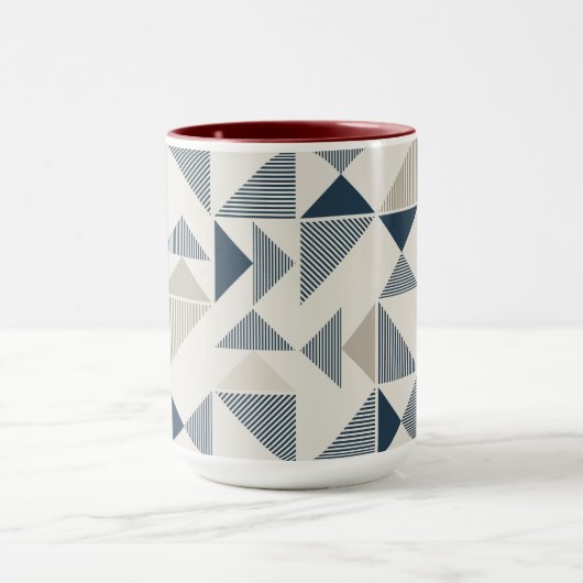 Coffee Mug – Blue & Beige Triangle Design Mok (Midden)