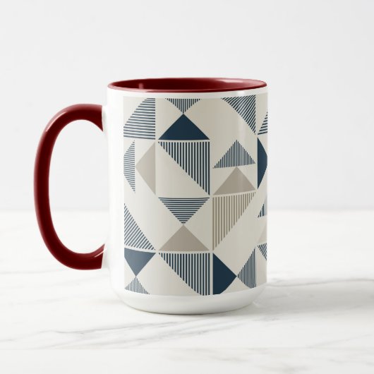 Coffee Mug – Blue & Beige Triangle Design  Mok (Links)