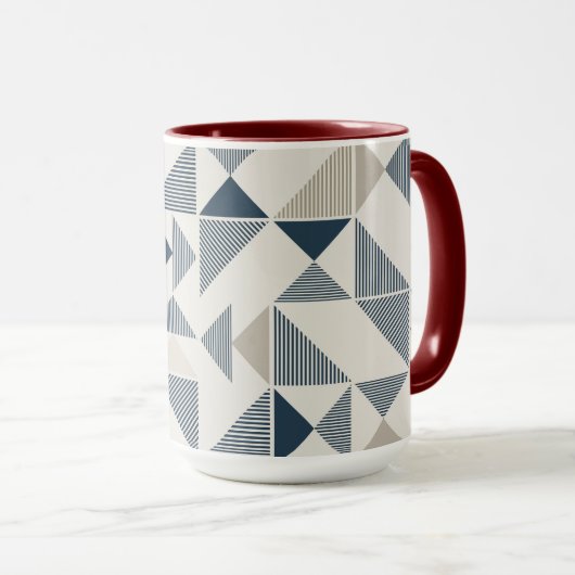 Coffee Mug – Blue & Beige Triangle Design Mok (Voorkant rechts)