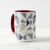 Coffee Mug – Blue & Beige Triangle Design  Mok (Voorkant links)