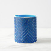 Coffee Mug Blue Herringbone Pattern Geometric Mok (Midden)