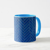 Coffee Mug Blue Herringbone Pattern Geometric Mok (Voorkant rechts)
