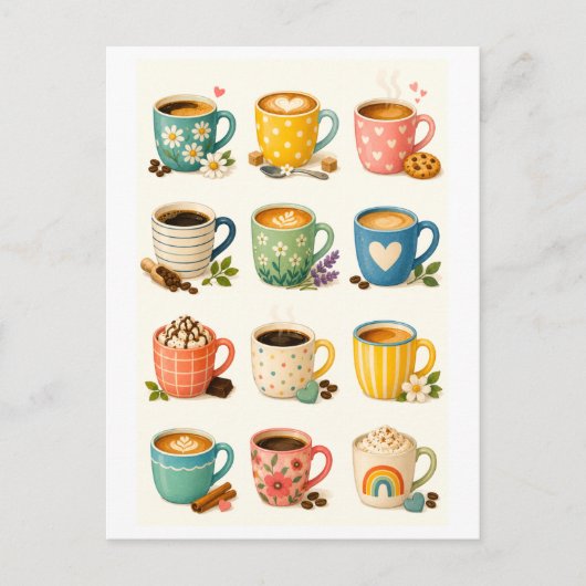 Coffee Mug Collage Briefkaart (Voorkant)