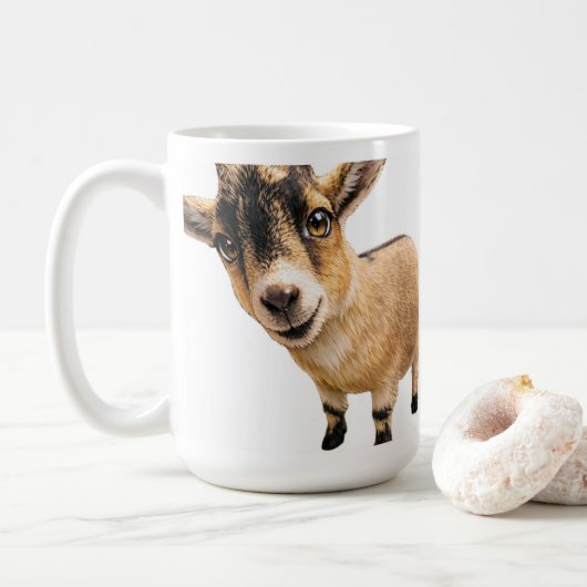 Coffee Mug - Cute Goat Peeking Koffiemok (Met donut)