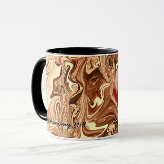 Coffee Mug. Deuteronomy 31:8 Bible Verse.  Mok (Voorkant links)