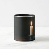 Coffee Mug Lit Candle Warm Glow Peaceful Atmospher Mok (Midden)