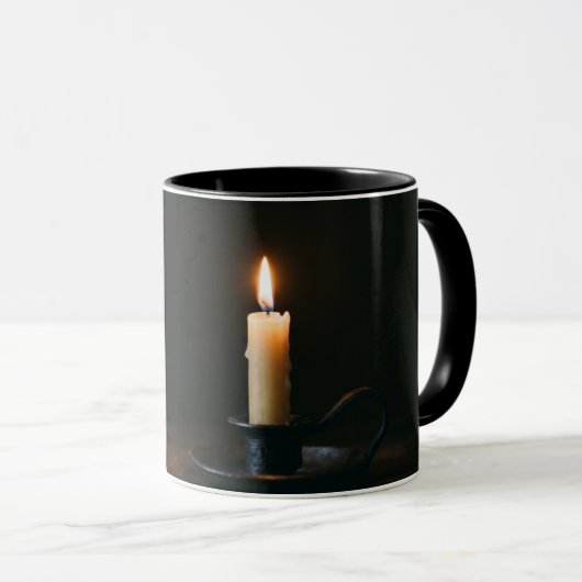 Coffee Mug Lit Candle Warm Glow Peaceful Atmospher Mok (Voorkant rechts)