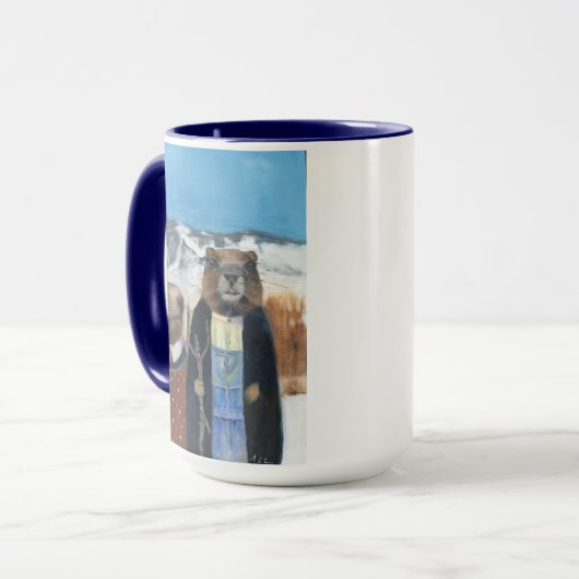 Coffee Mug of Marmots (American Gothic) Mok (Voorkant links)