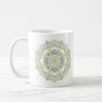 Coffee Mug Original Mandala Design 2-sided Green Koffiemok