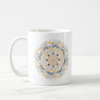 Coffee Mug Original Mandala Design 2-sided Orange Koffiemok