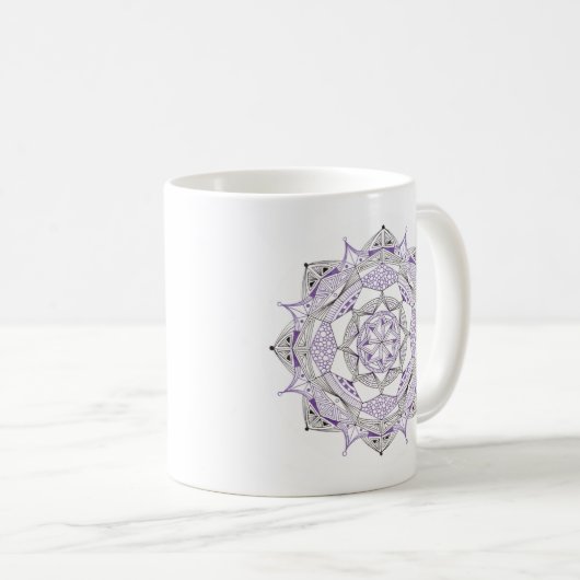 Coffee Mug Original Mandala Design 2-sided Purple Koffiemok (Voorkant rechts)