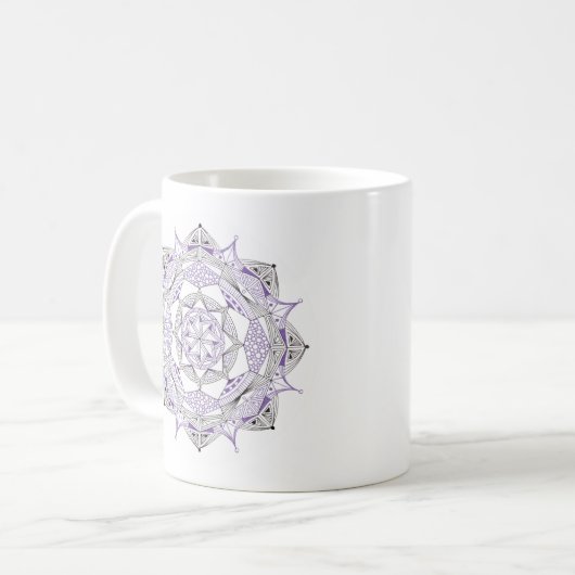 Coffee Mug Original Mandala Design 2-sided Purple Koffiemok (Voorkant links)