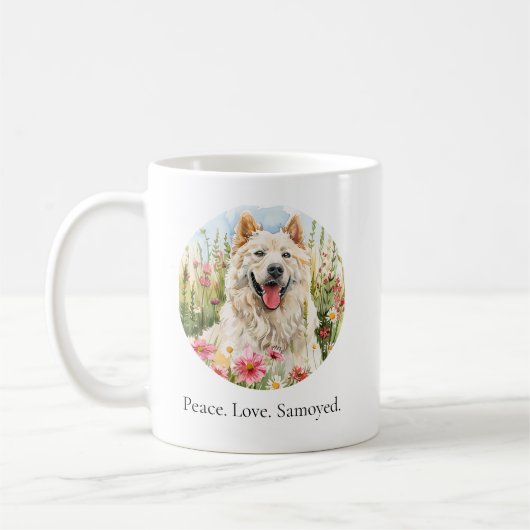 Coffee Mug – Peace Love Samoyed Watercolor Mug Koffiemok (Links)