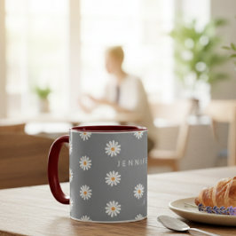 Coffee mug with daisy, cozy coffee mug mok