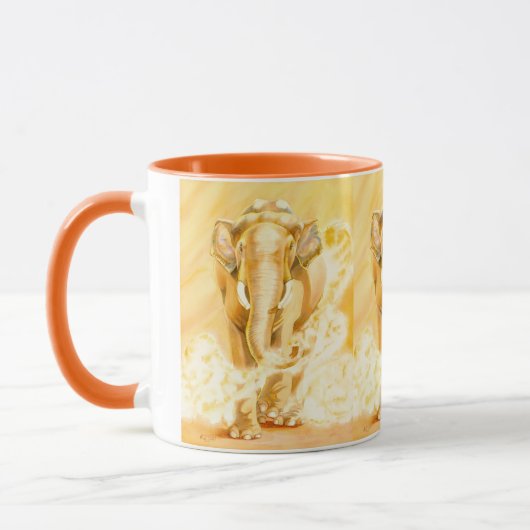Coffee Mug with elephants, dierentuin Mok (Links)