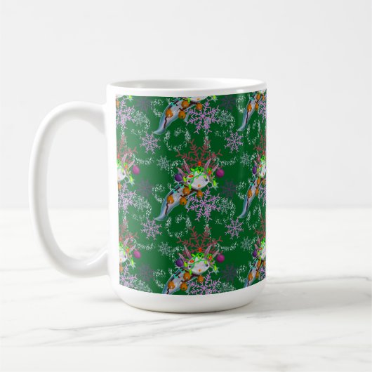 coffee mug with festive axolotl koffiemok (Links)