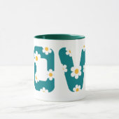 coffee mug with love phrase covered with flowers mok (Midden)